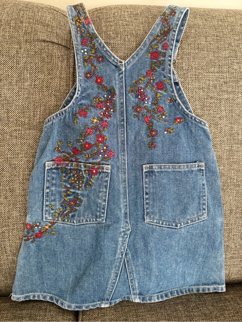 Y2K Oshkosh denim jumper floral embroidered 2T